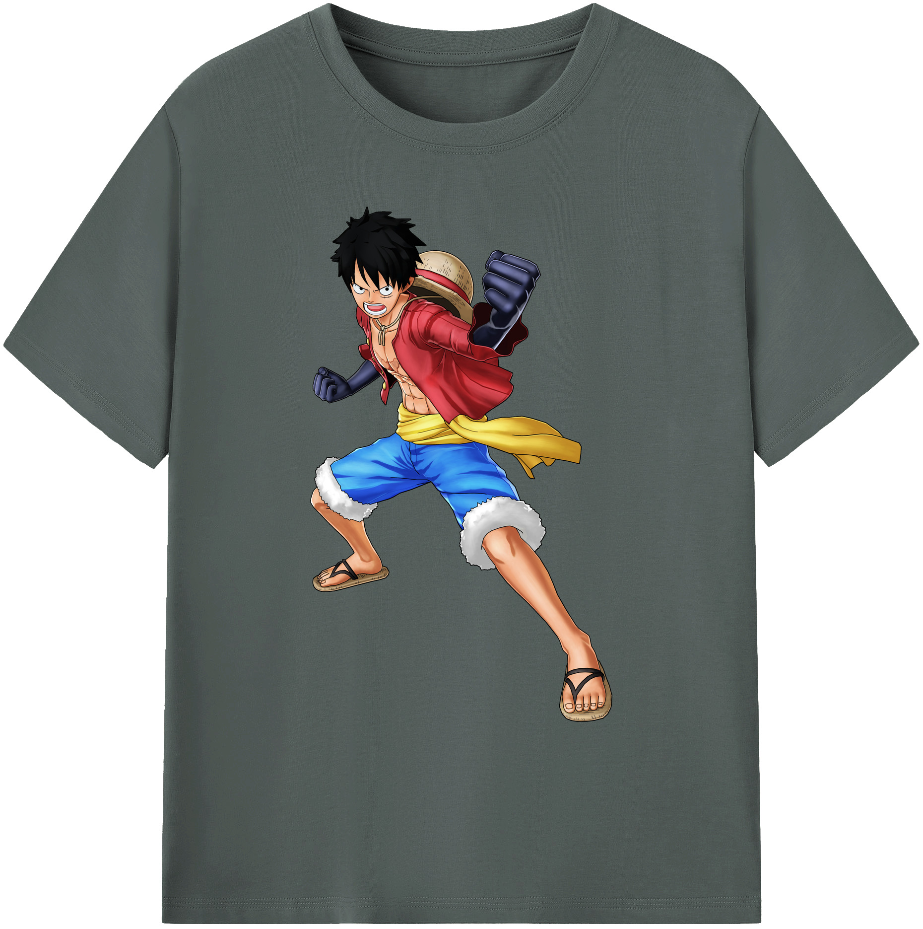 ワンピース モンキー・D・ルフィ ONE PIECE Monkey D. Luffy 綿100％ メンズ半袖Tシャツ｜肌触りやわらか＆通気性